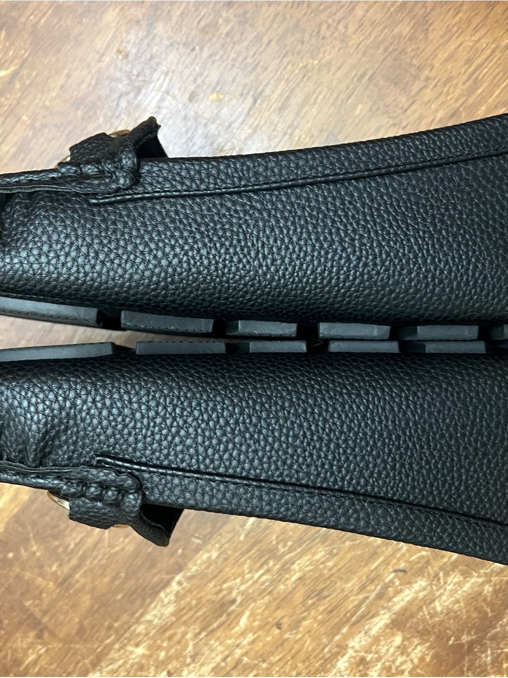 Black Leather Look Driver Loafers with Silver Accents - Picture 7 of 9